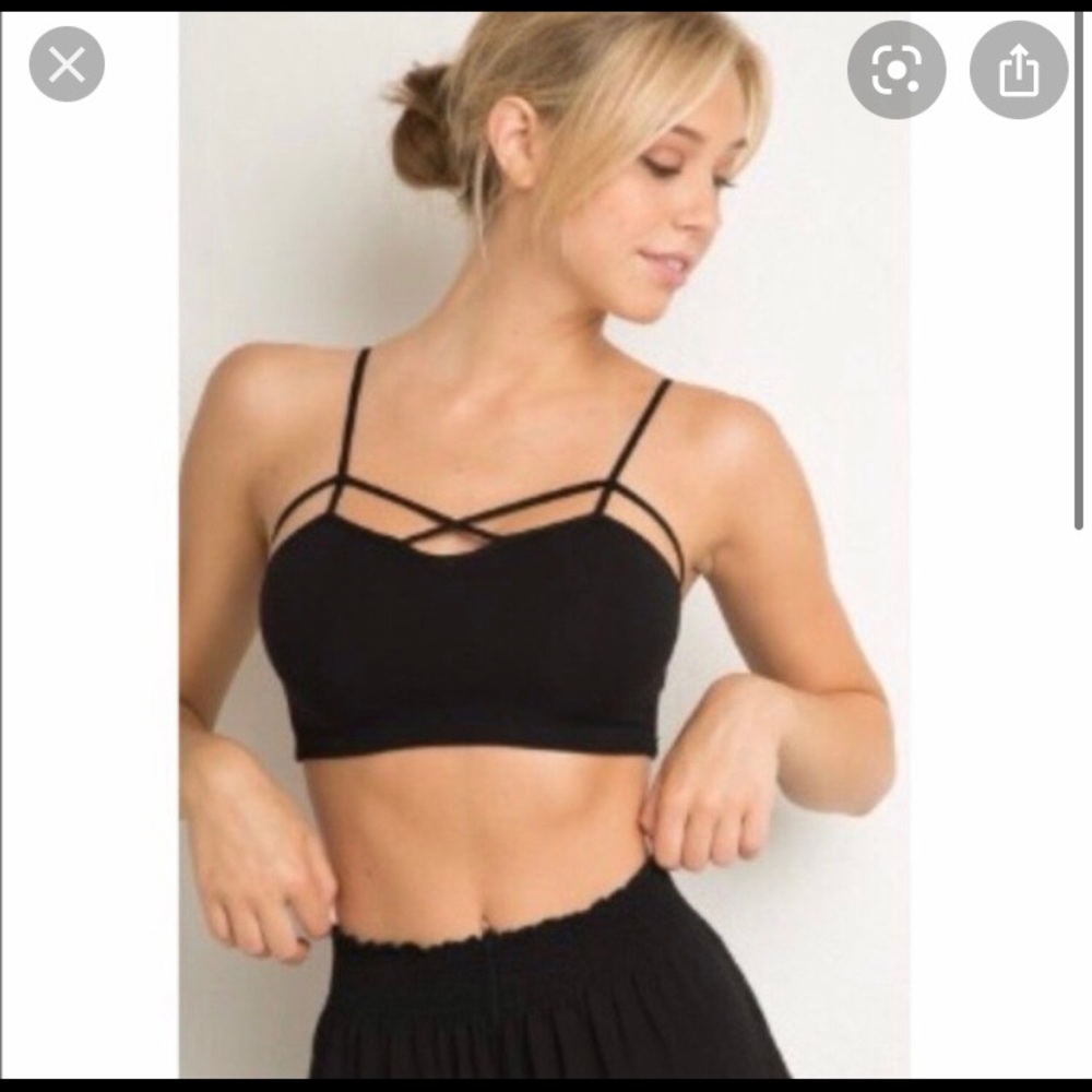 Brandy Melville cross cross cropped bralette top